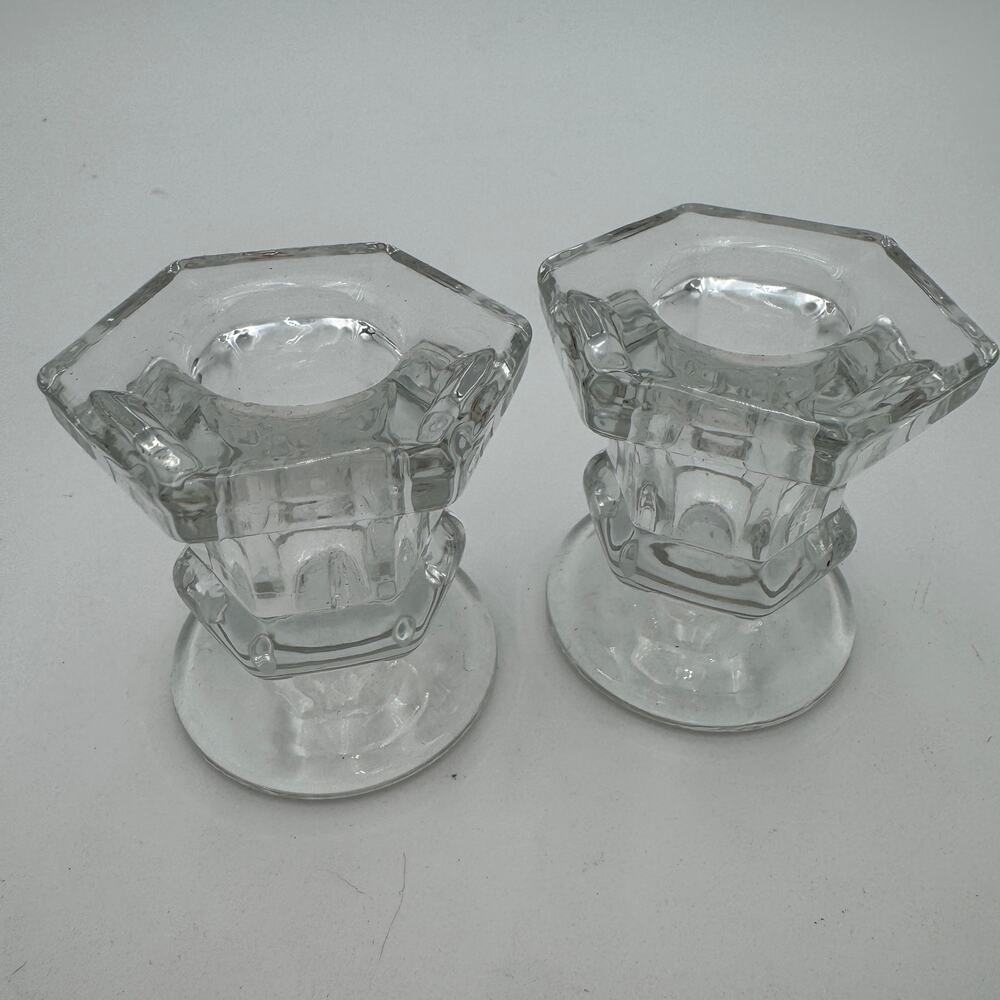 Candle Holders Glass Tapered Candles Set of 2
